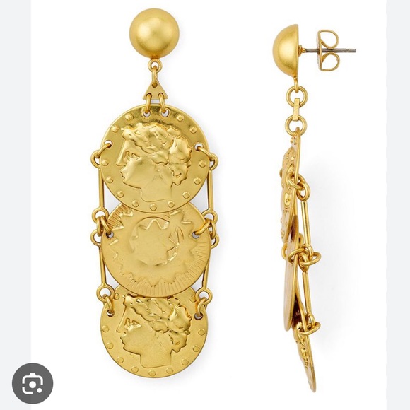 Orecchini A Clip Drop In Stile Boho – Placcati Oro, Battuti Moneta, Non Forate UK